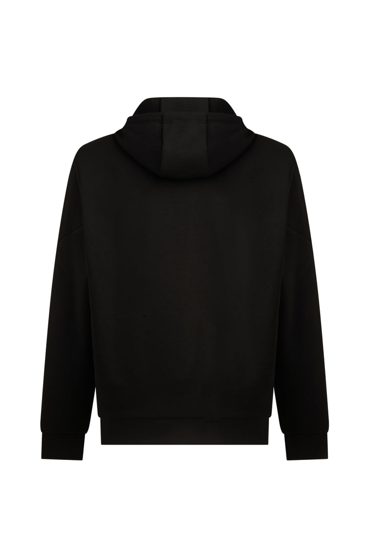 Felpa tecnica con cappuccio coordinata|Colore:Nero