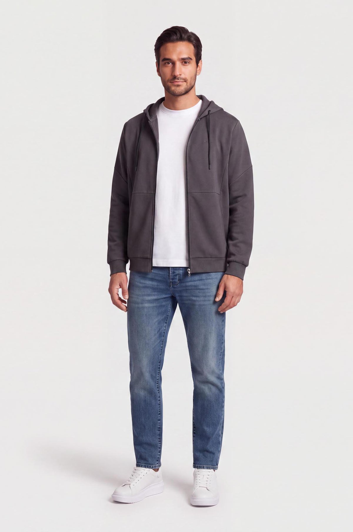 Felpa tecnica con cappuccio coordinata|Colore:Piombo