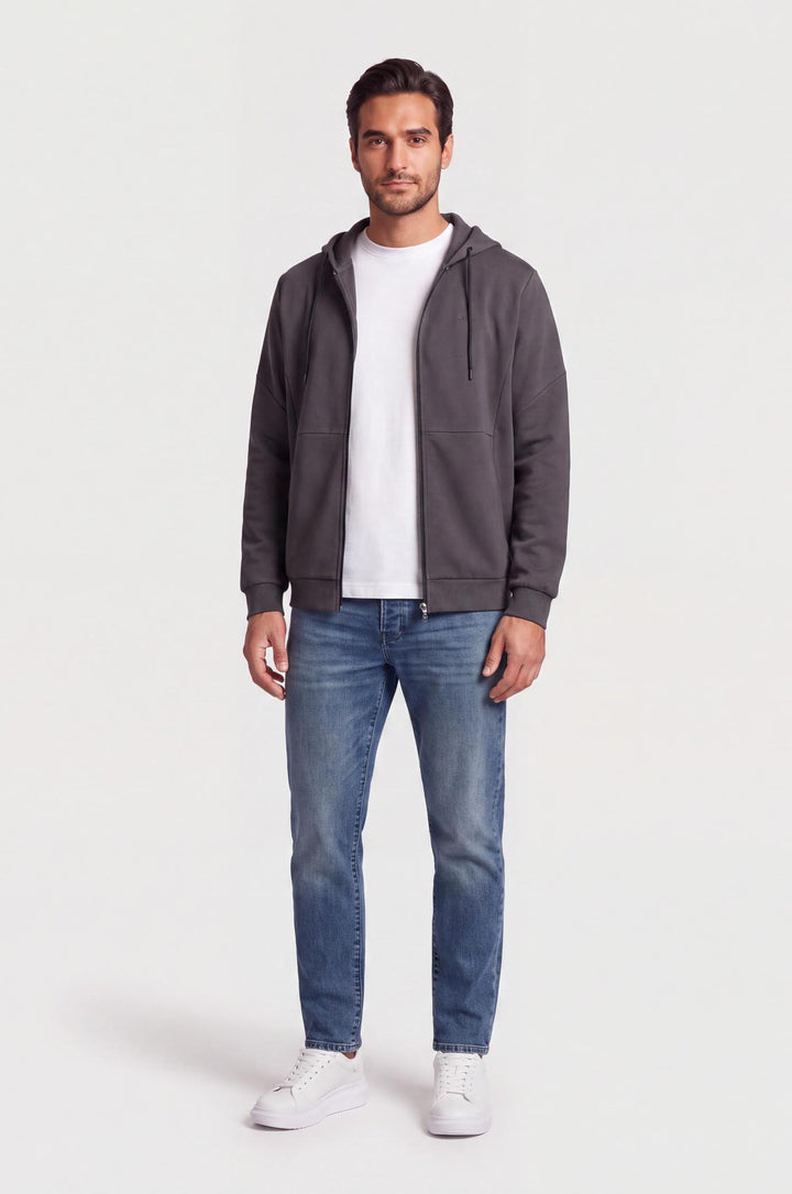 Felpa tecnica con cappuccio coordinata|Colore:Piombo