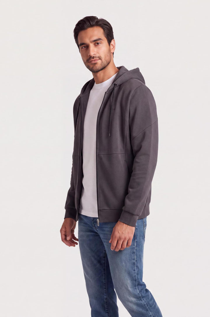 Felpa tecnica con cappuccio coordinata|Colore:Piombo