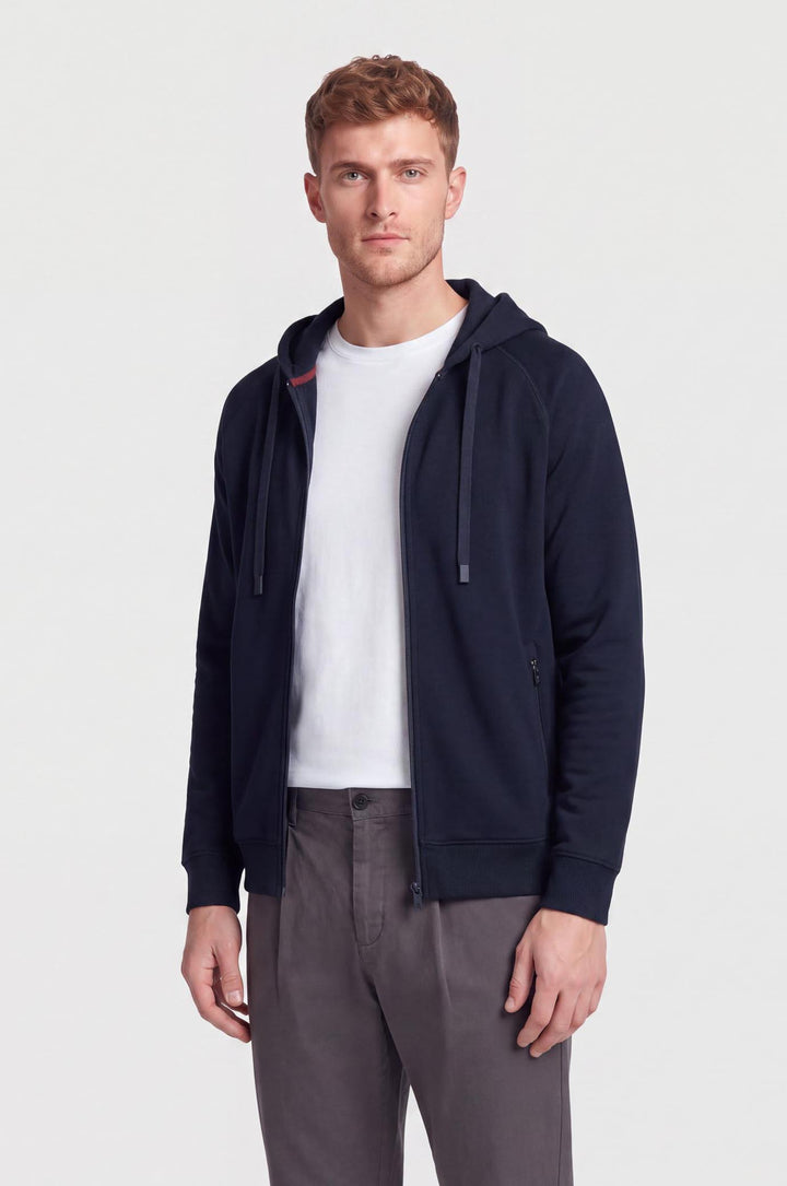 Felpa zip con cappuccio cordinata|Colore:Blu/navy