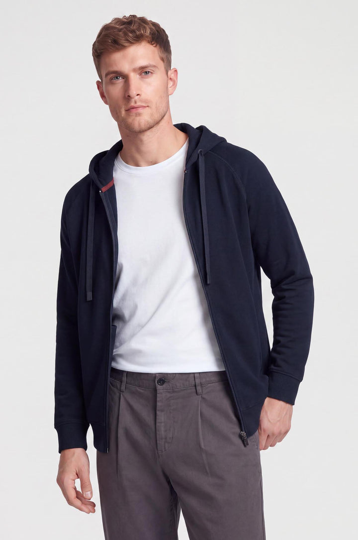 Felpa zip con cappuccio cordinata|Colore:Blu/navy