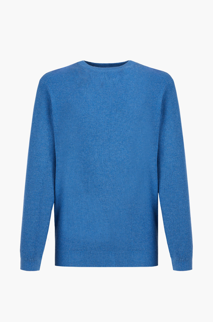Pullover con struttura a costa inglese|Colore:Azzurro-melange