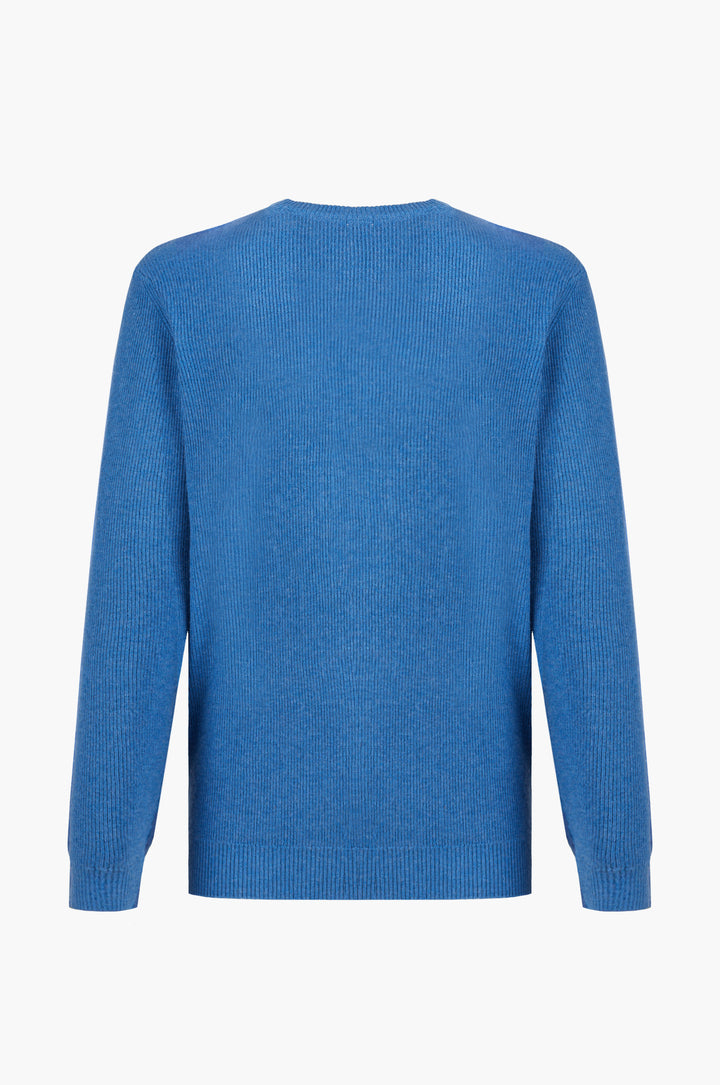 Pullover con struttura a costa inglese|Colore:Azzurro-melange