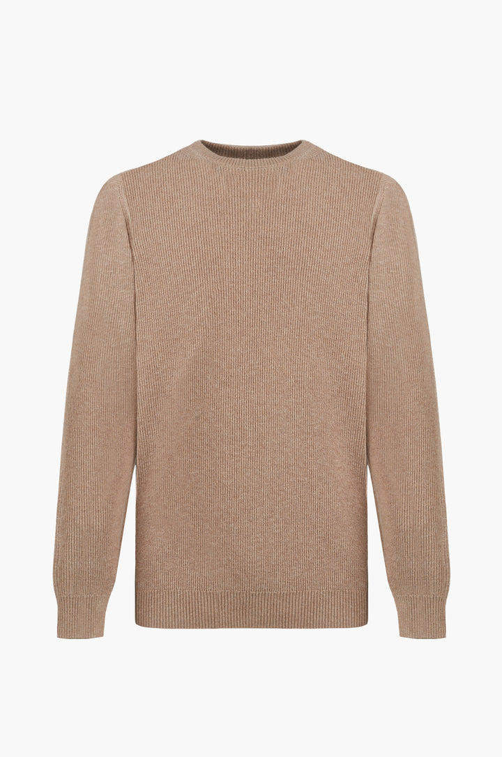 Pullover con struttura a costa inglese|Colore:Cammello-melange