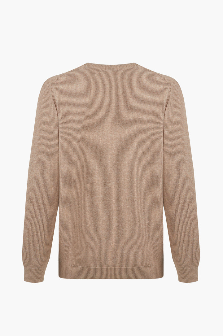 Pullover con struttura a costa inglese|Colore:Cammello-melange