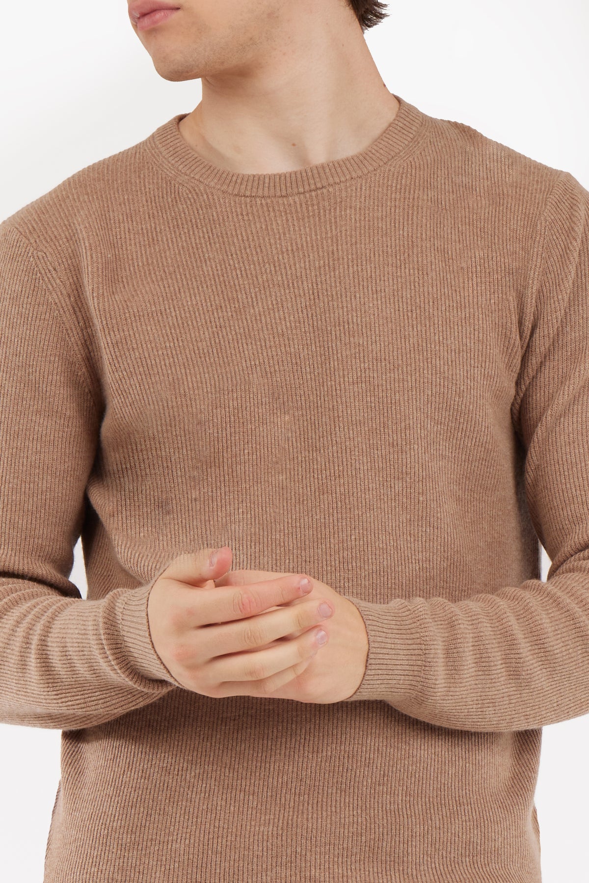 Pullover con struttura a costa inglese|Colore:Cammello-melange