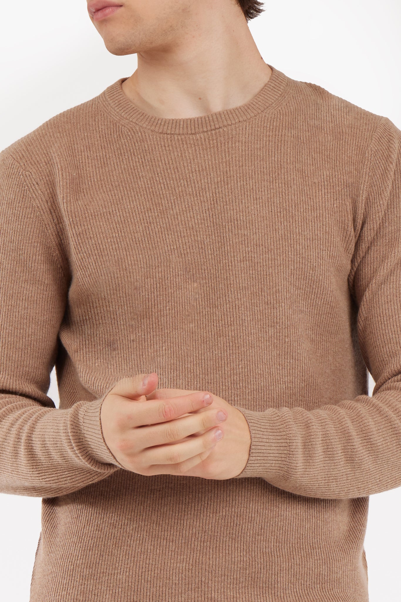 Pullover con struttura a costa inglese|Colore:Cammello-melange