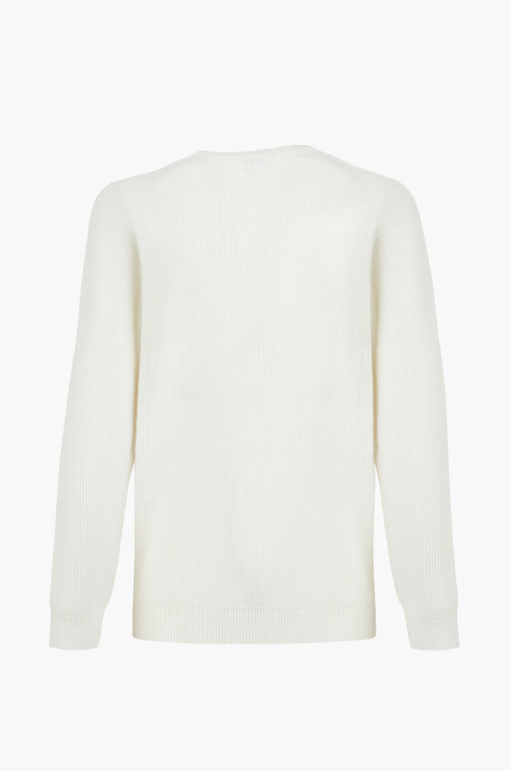 Pullover con struttura a costa inglese|Colore:Off white