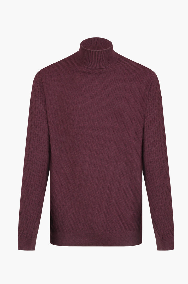 Pullover lupetto con struttura|Colore:Bordo'-melange