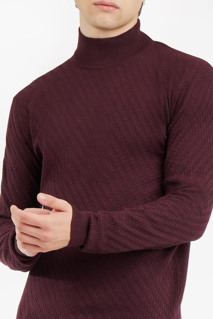 Pullover lupetto con struttura|Colore:Bordo'-melange