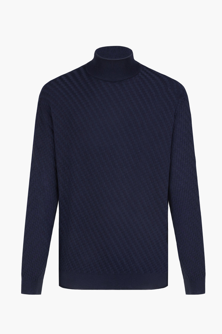 Pullover lupetto con struttura|Colore:Blu/navy