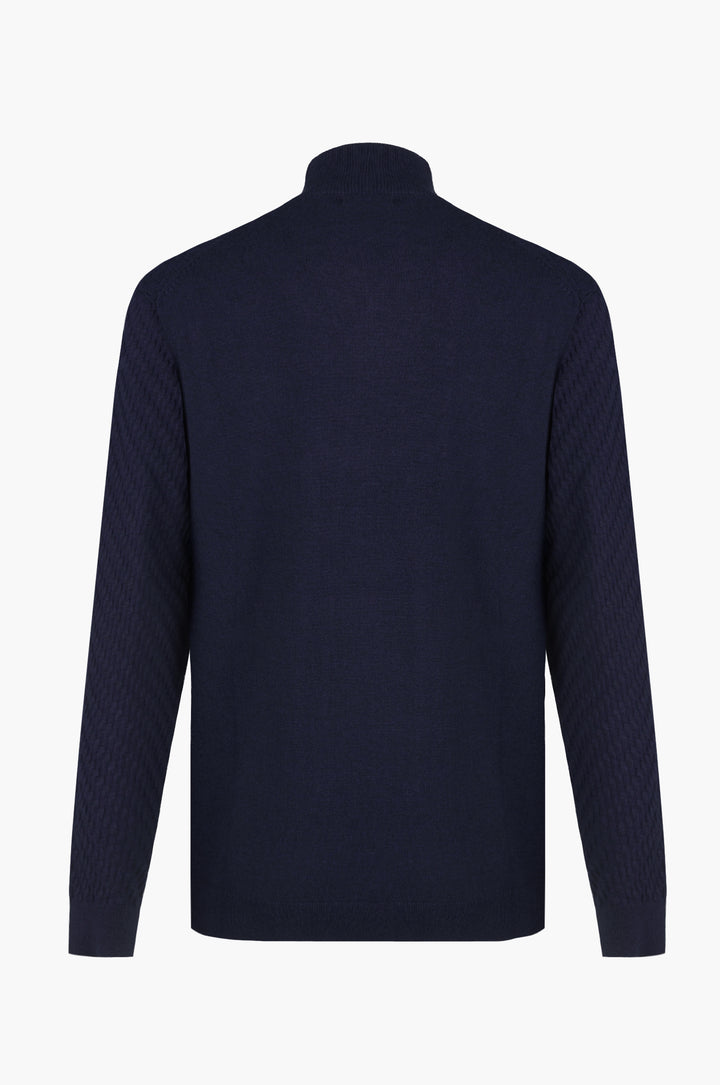 Pullover lupetto con struttura|Colore:Blu/navy