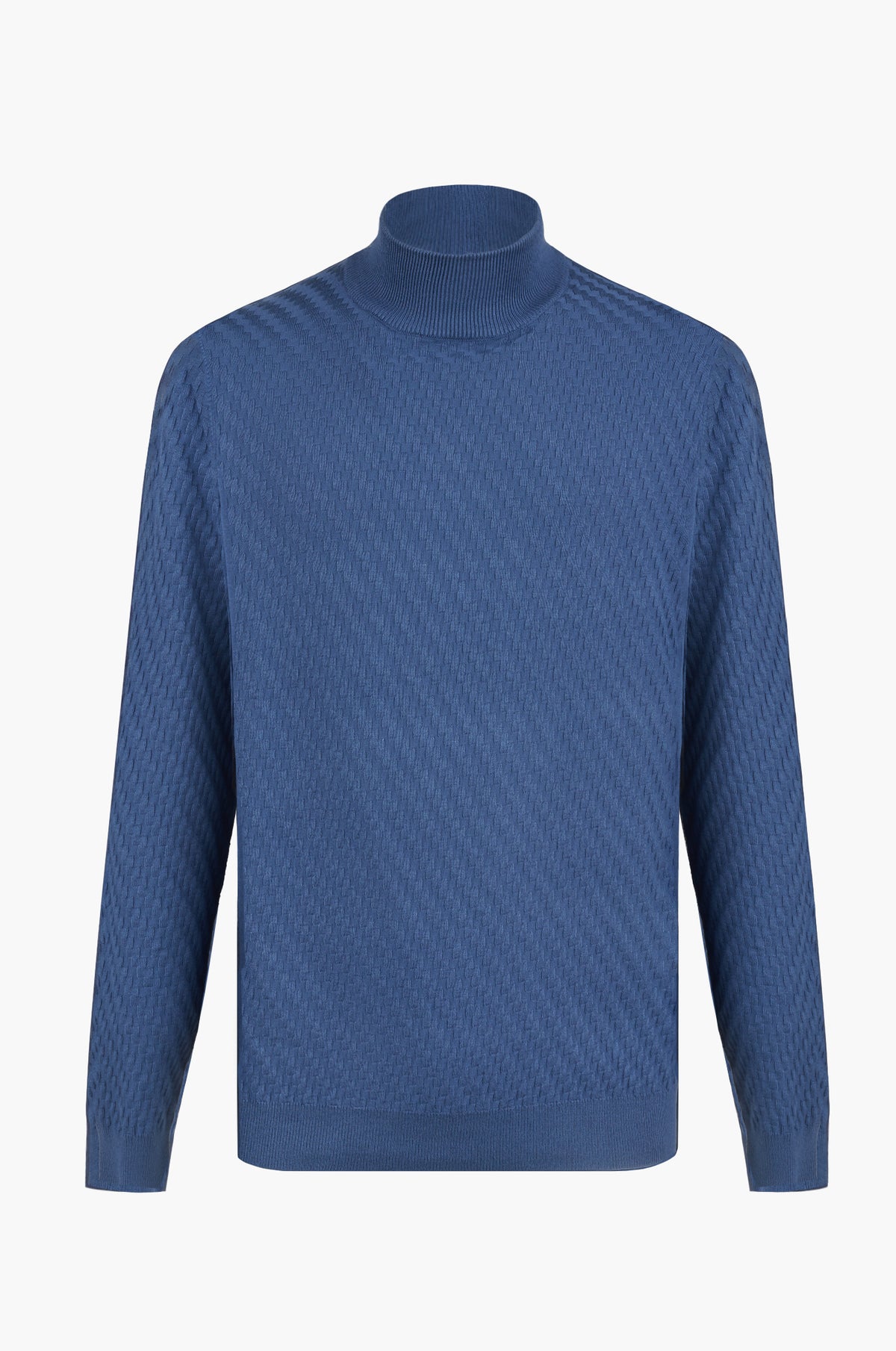 Pullover lupetto con struttura|Colore:Denim