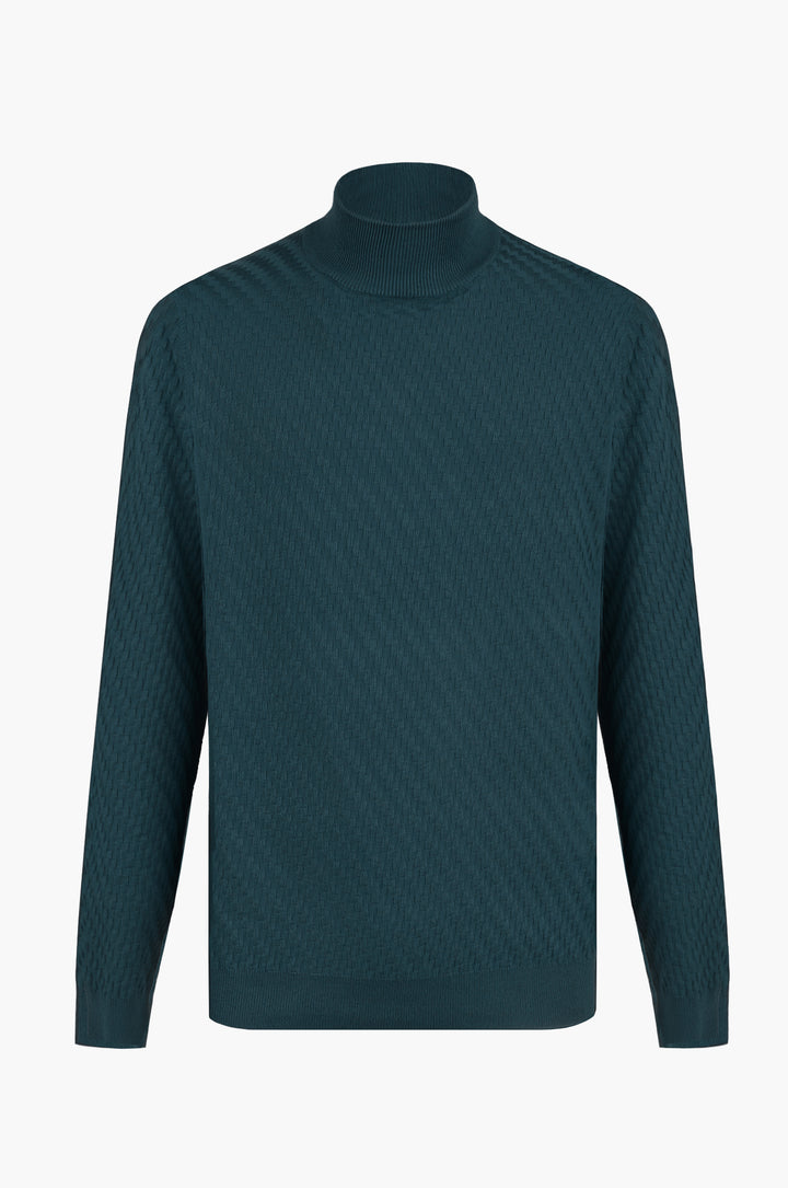 Pullover lupetto con struttura|Colore:Foresta melange