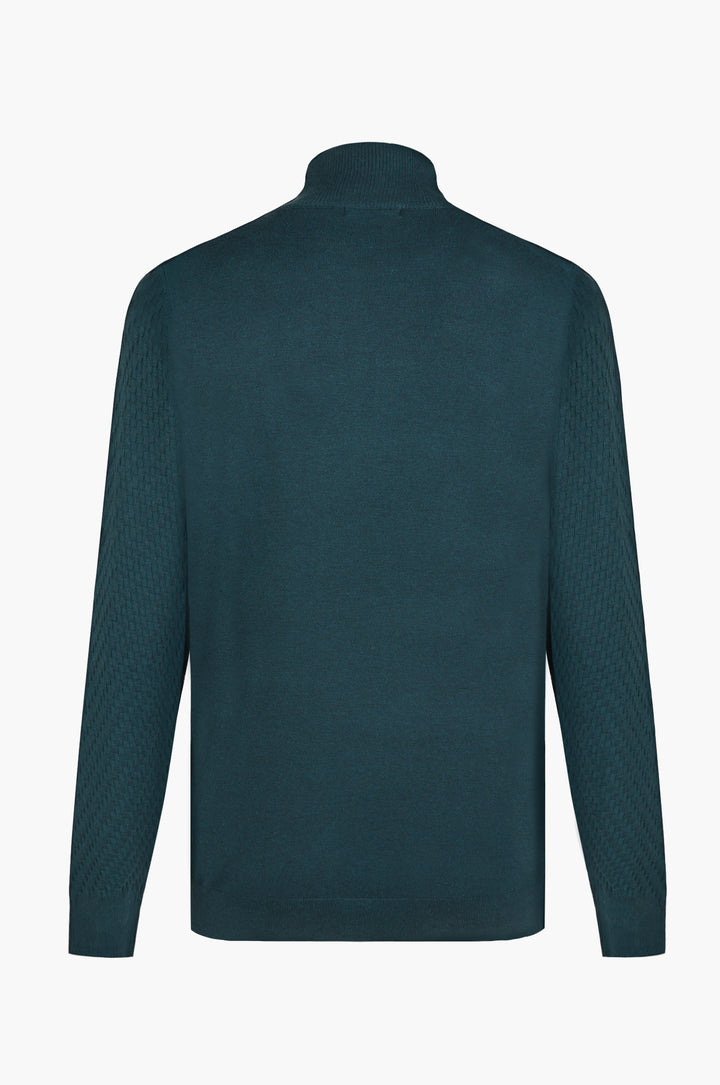 Pullover lupetto con struttura|Colore:Foresta melange