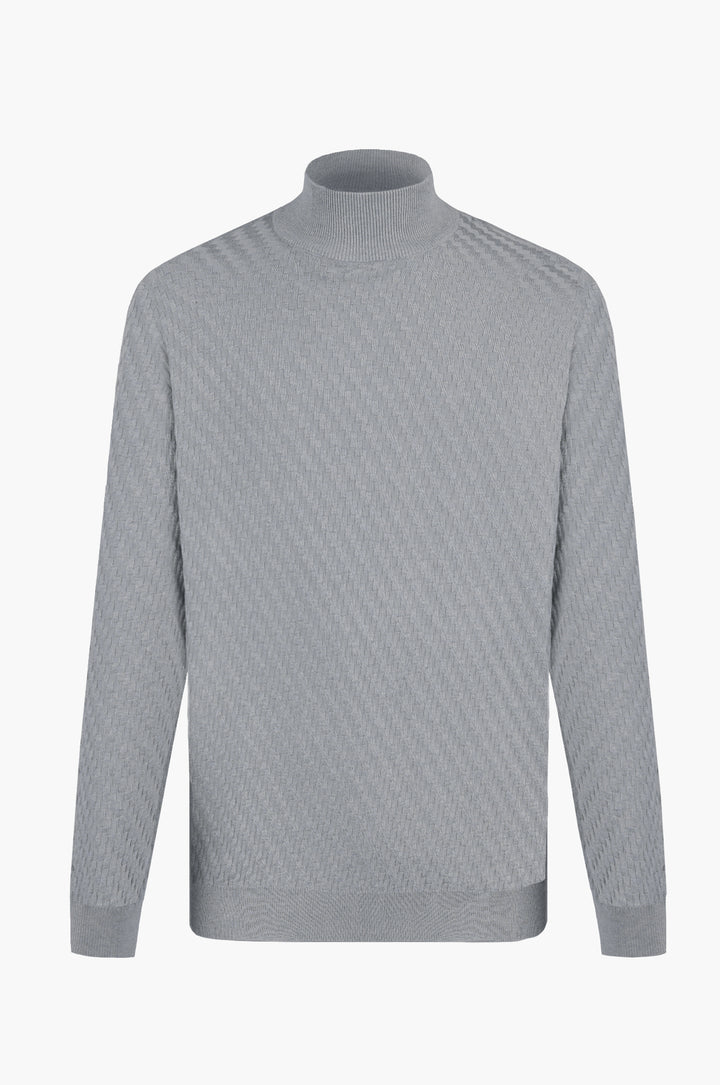 Pullover lupetto con struttura|Colore:Grigio/melange