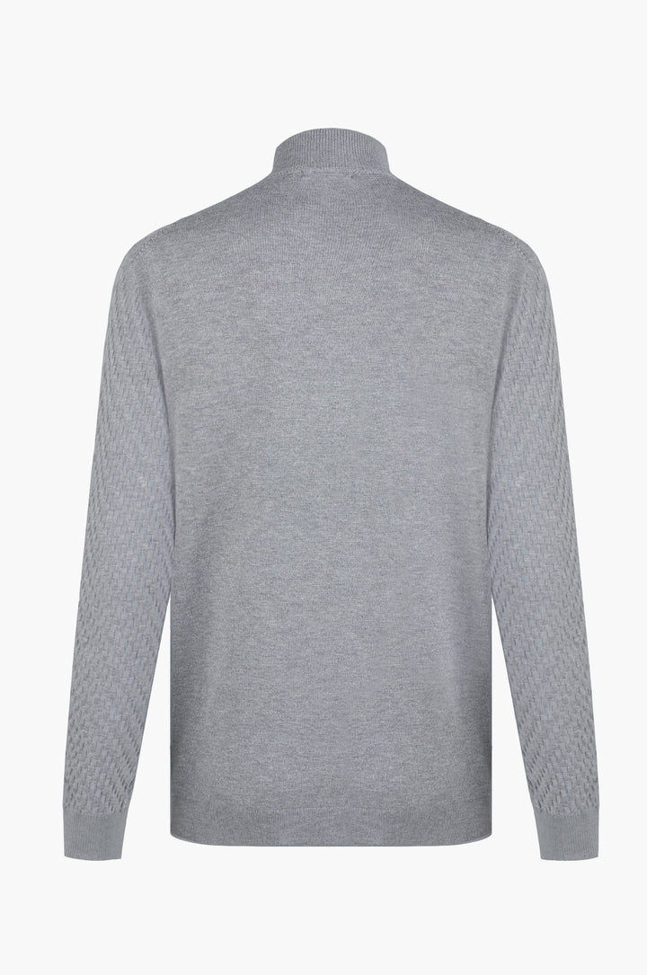 Pullover lupetto con struttura|Colore:Grigio/melange