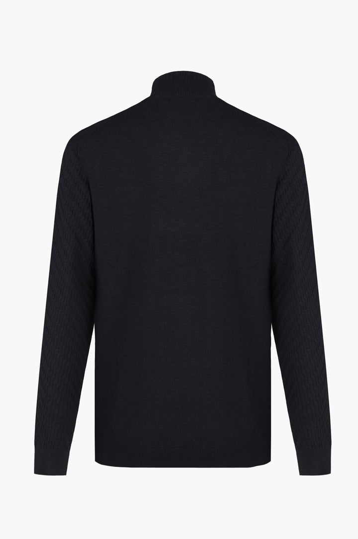 Pullover lupetto con struttura|Colore:Nero