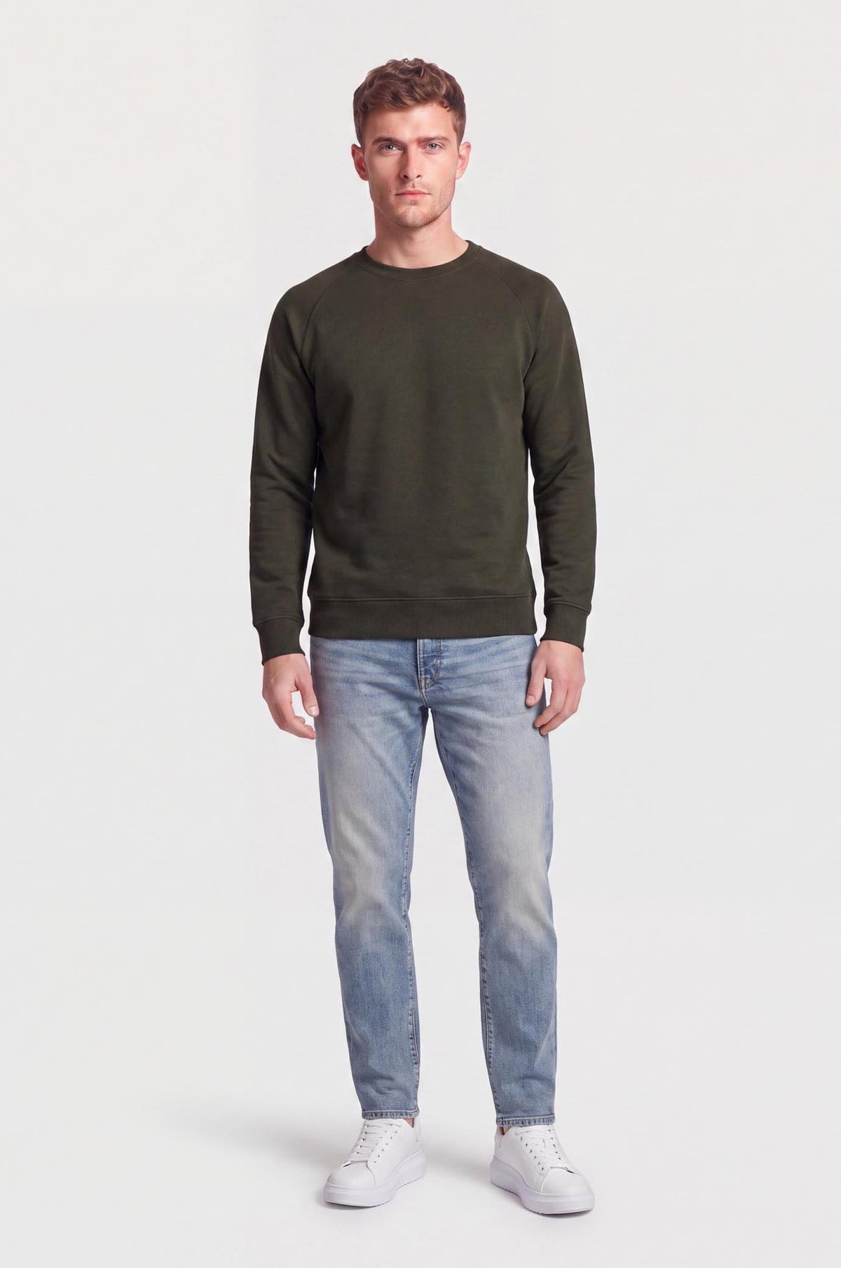 Felpa girocollo raglan|Colore:Verde militare
