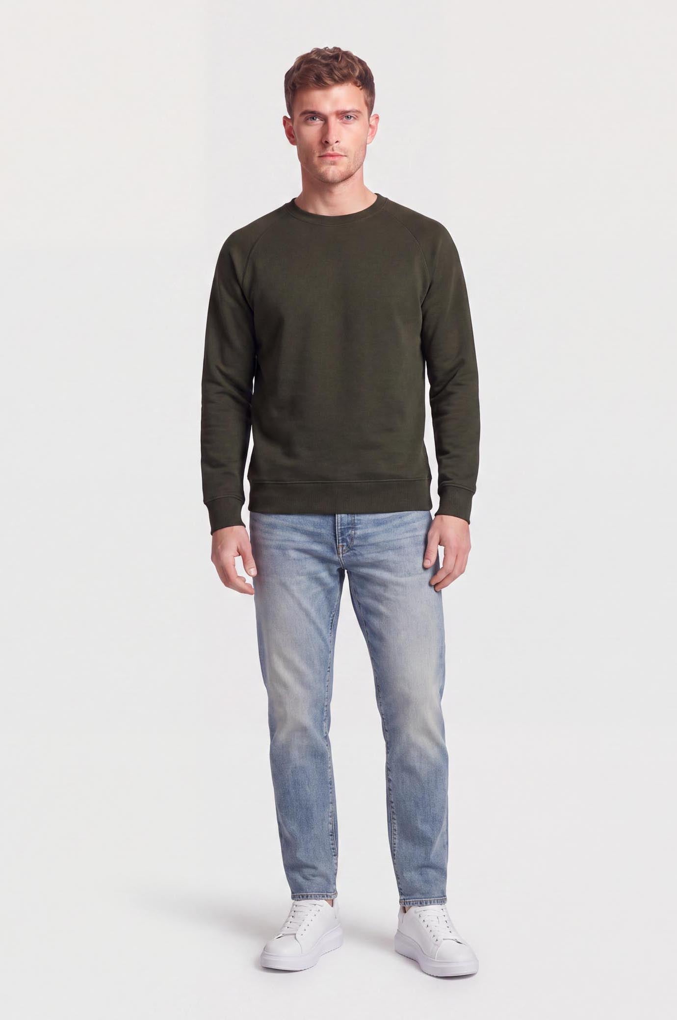 Felpa girocollo raglan|Colore:Verde militare