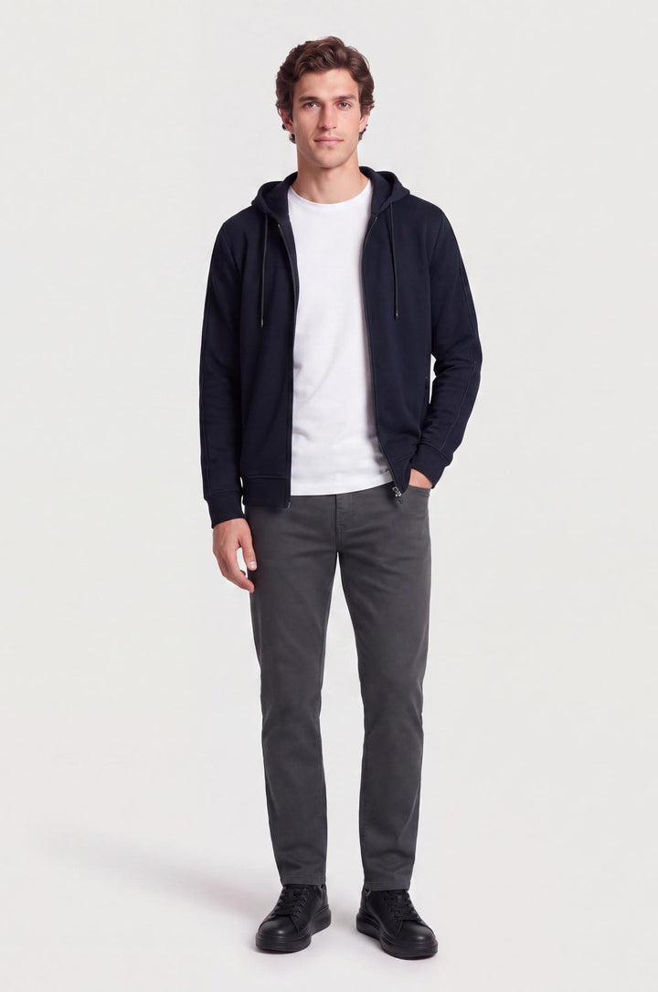 Felpa zip con cappuccio con bande laterali|Colore:Blu/navy