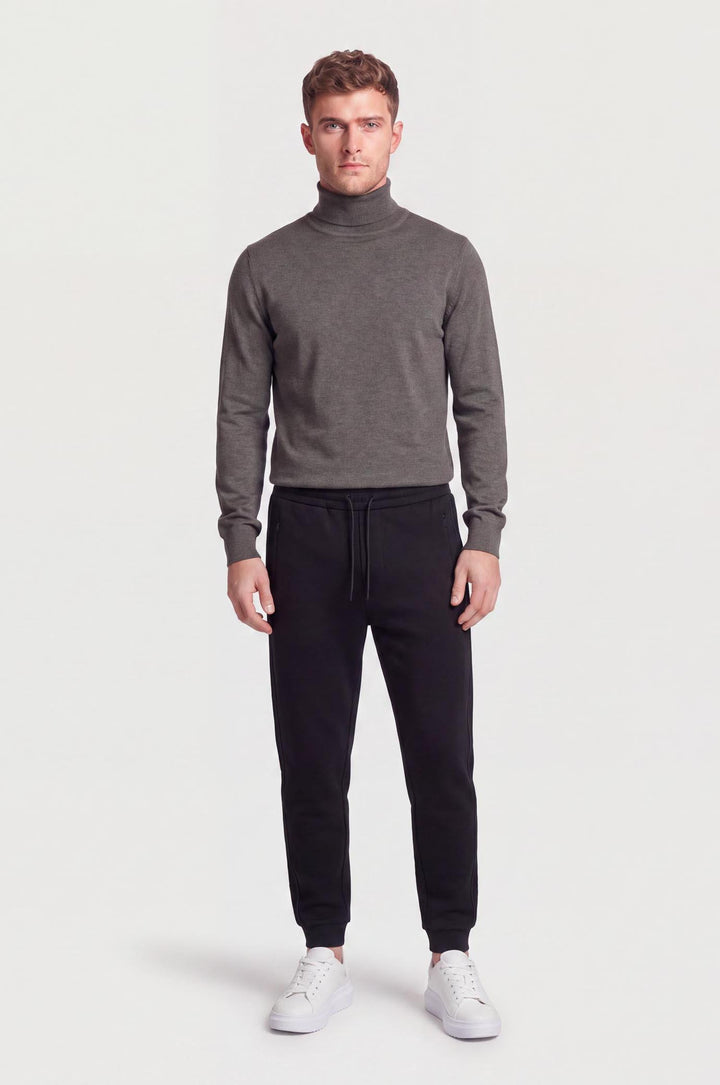 Pantaloni jogger coordiati con bande|Colore:Nero