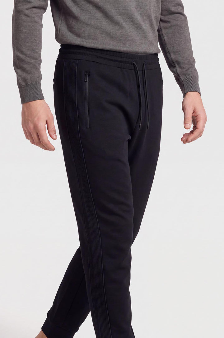 Pantaloni jogger coordiati con bande|Colore:Nero