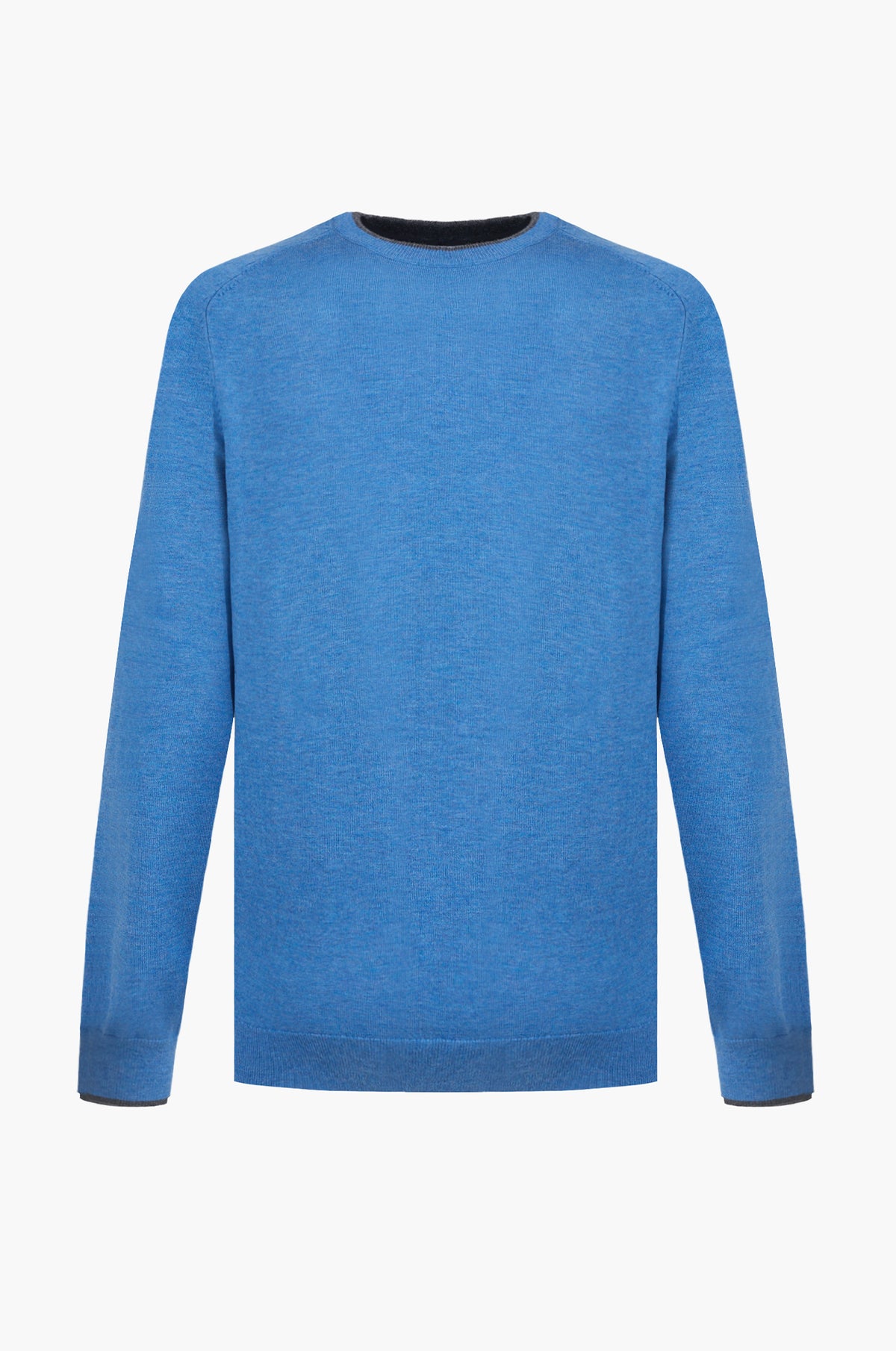 Pullover misto lana con dettagli a contrasto|Colore:Azzurro-melange