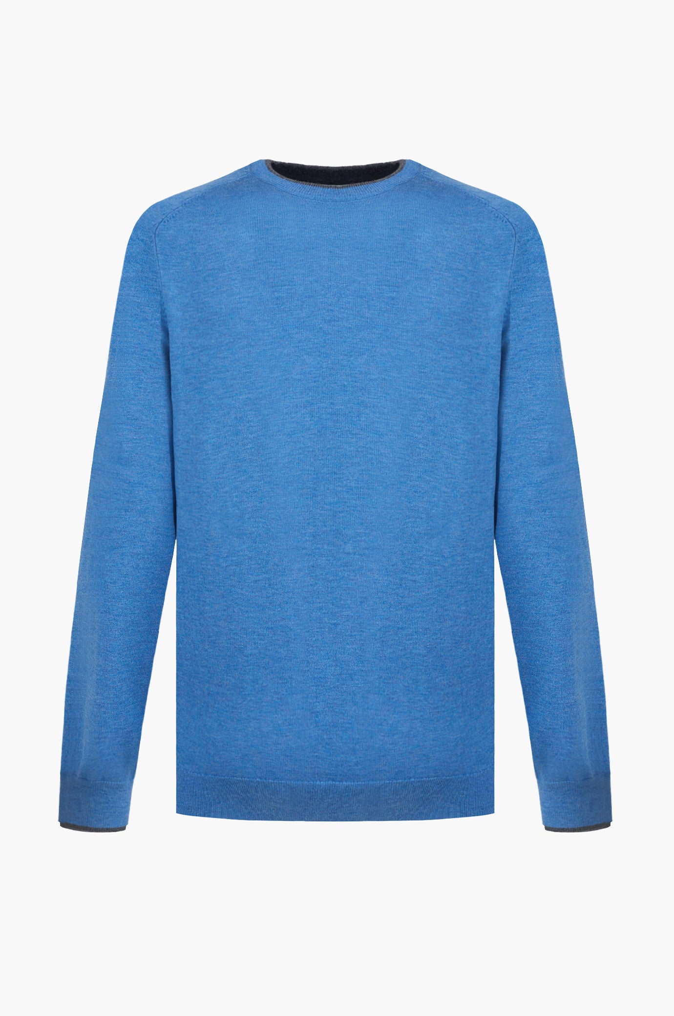 Pullover misto lana con dettagli a contrasto|Colore:Azzurro-melange