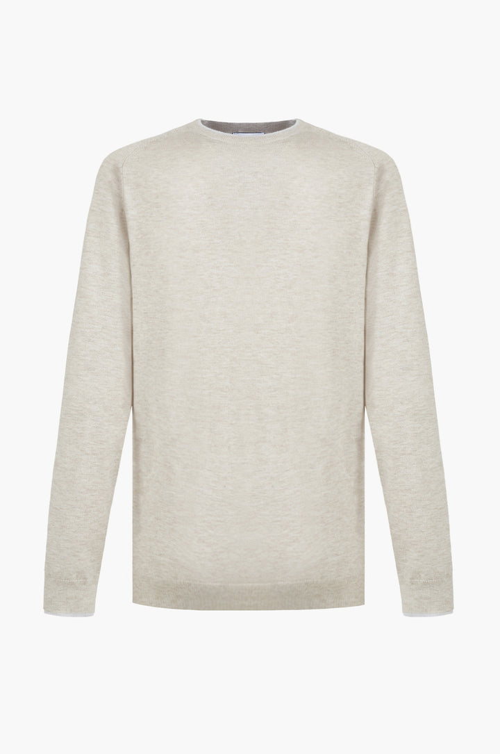 Pullover misto lana con dettagli a contrasto|Colore:Beige/melange