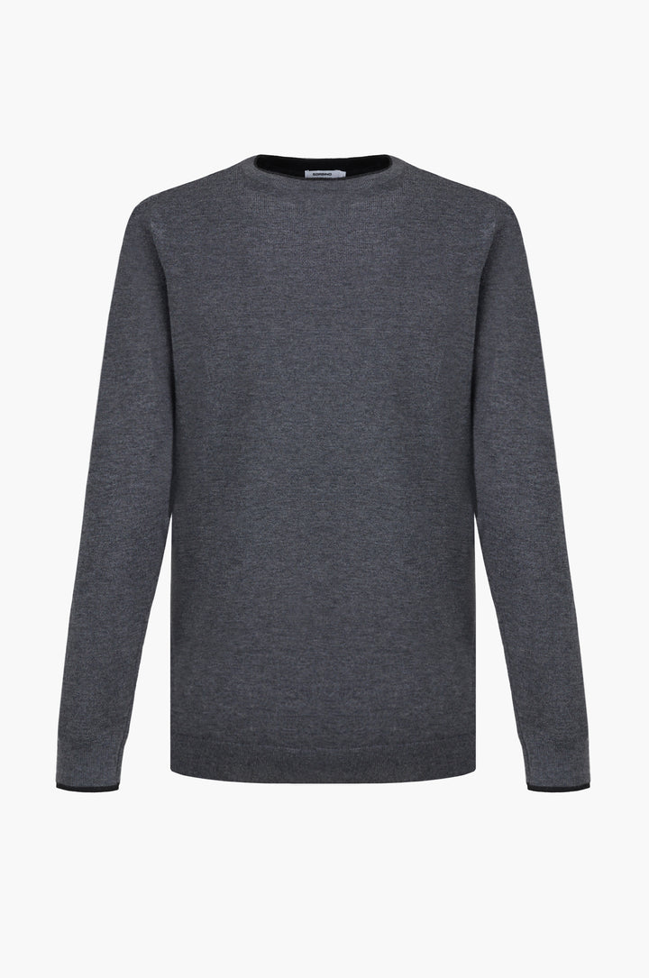 Pullover misto lana con dettagli a contrasto|Colore:Grigio/melange