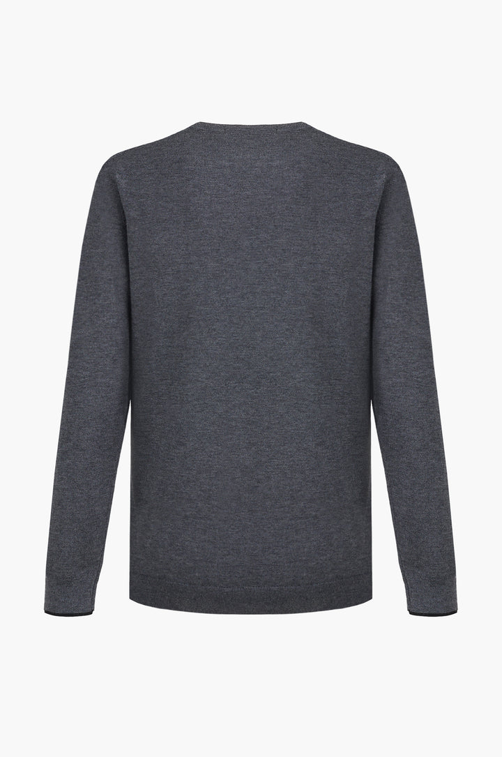 Pullover misto lana con dettagli a contrasto|Colore:Grigio/melange