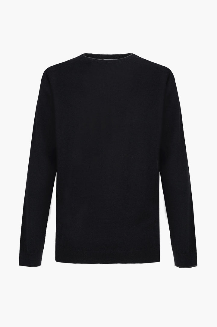 Pullover misto lana con dettagli a contrasto|Colore:Nero