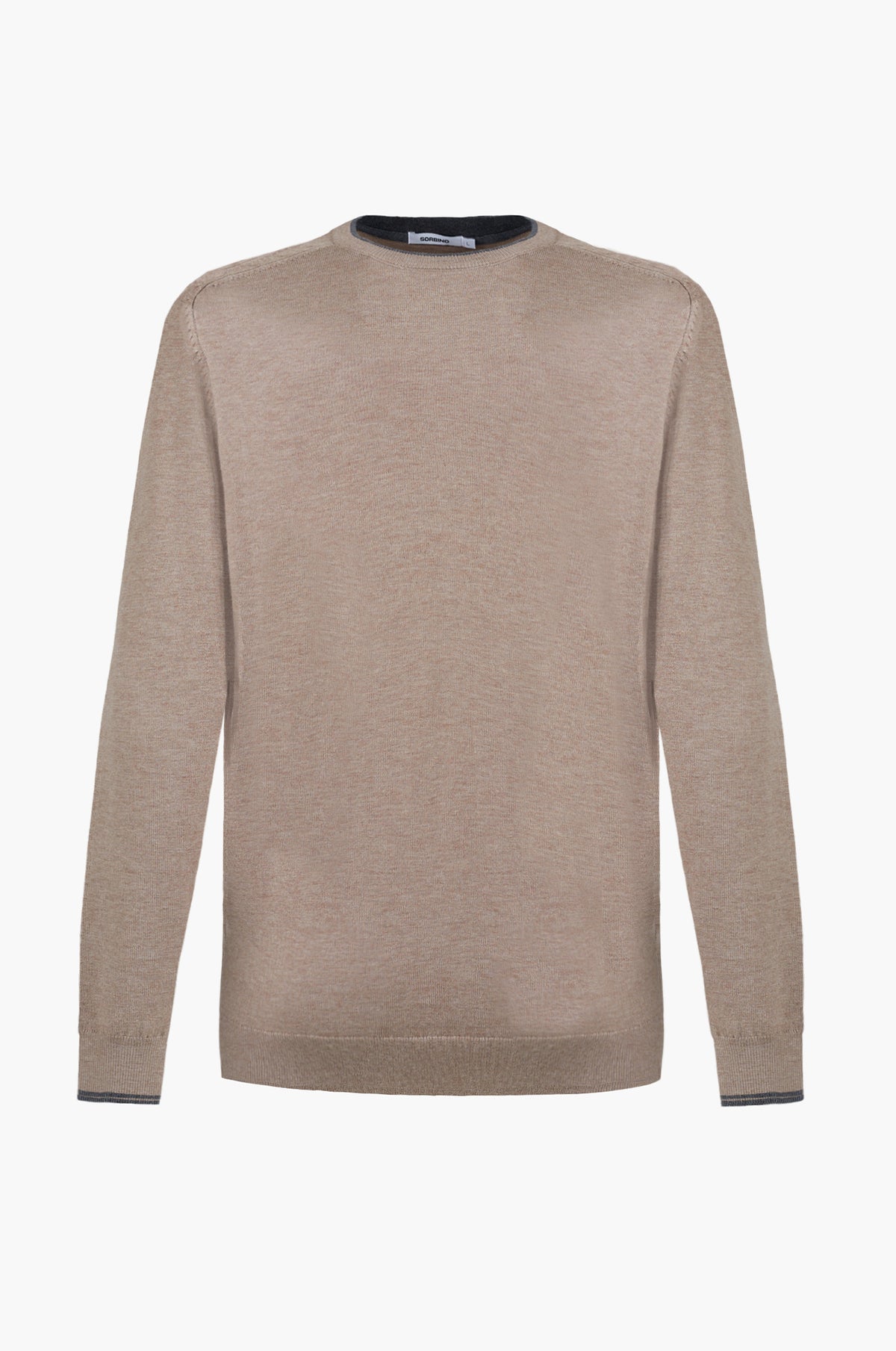Pullover misto lana con dettagli a contrasto|Colore:Noce melange