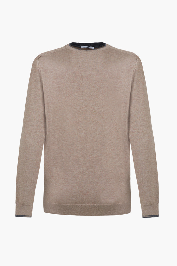 Pullover misto lana con dettagli a contrasto|Colore:Noce melange