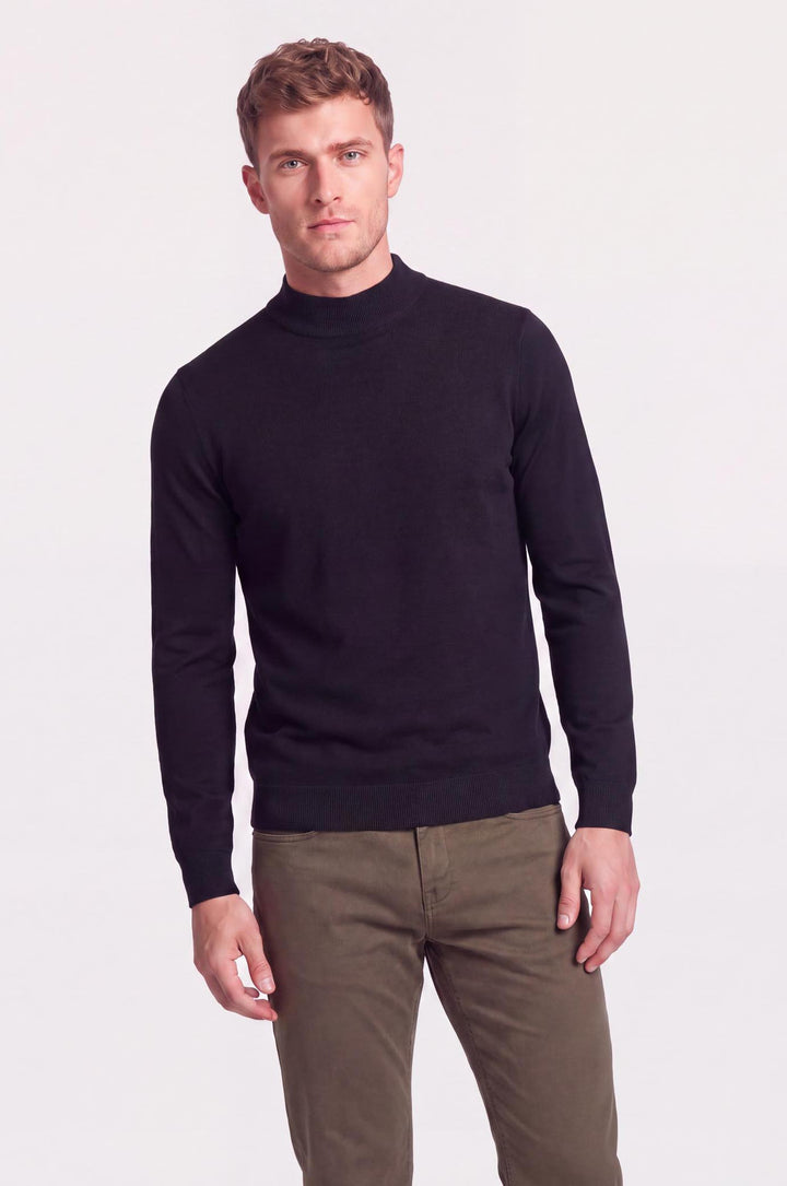 Pullover lupetto 100% Lana Merinos|Colore:Nero