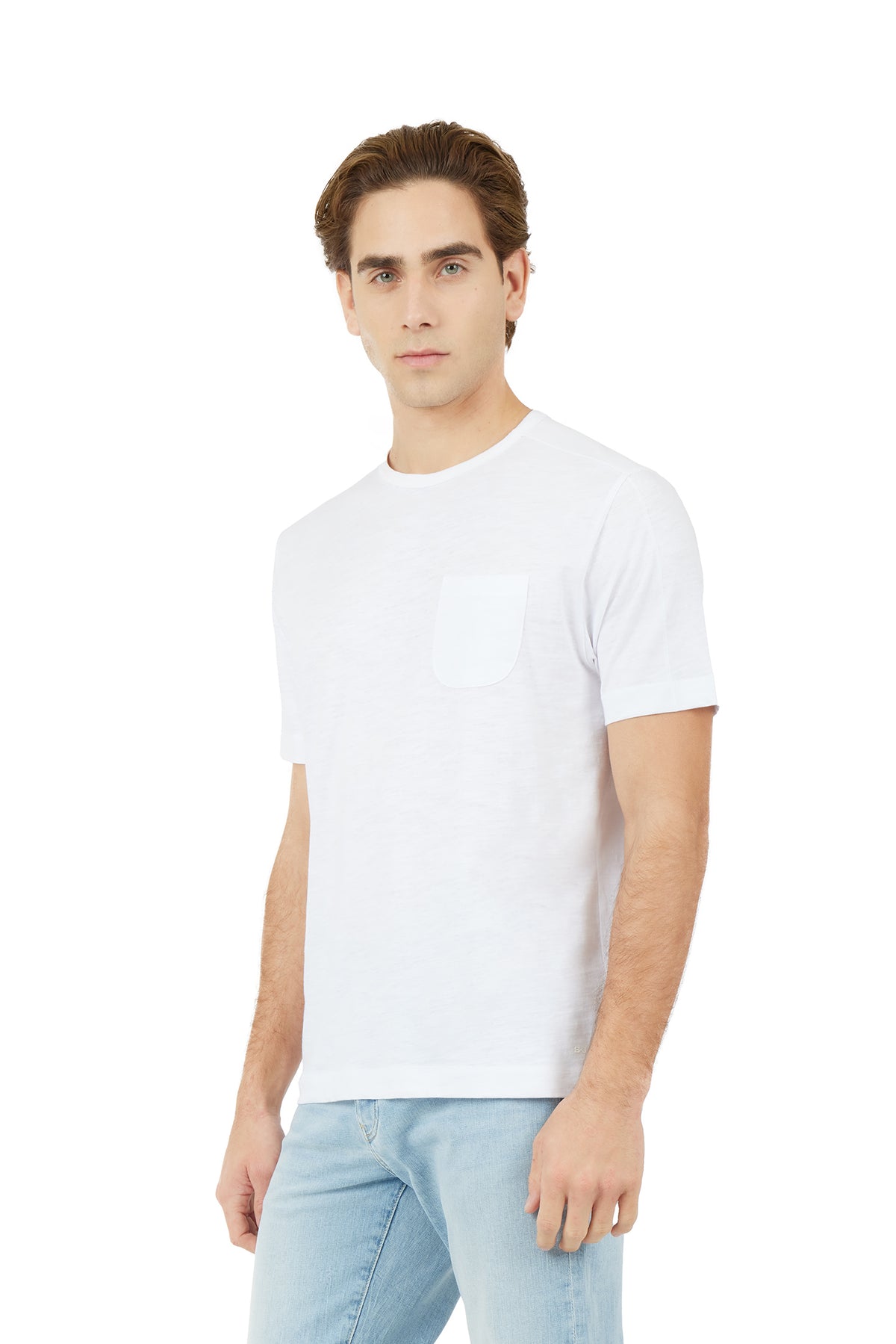 T-shirt fiammata con taschino|Colore:Bianco