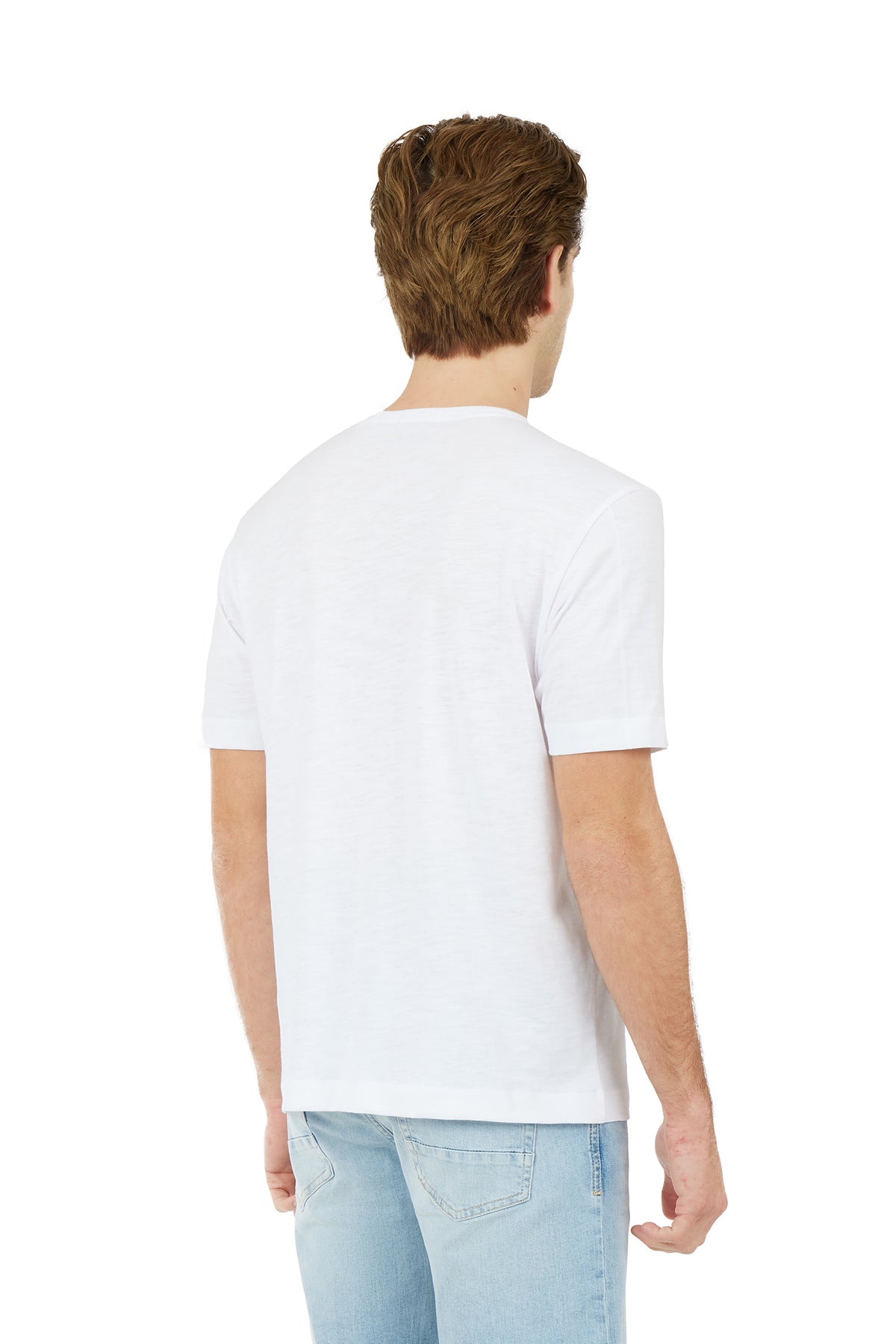 T-shirt fiammata con taschino|Colore:Bianco