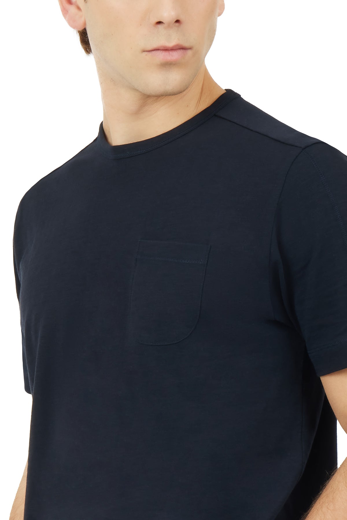 T-shirt fiammata con taschino|Colore:Blu/navy