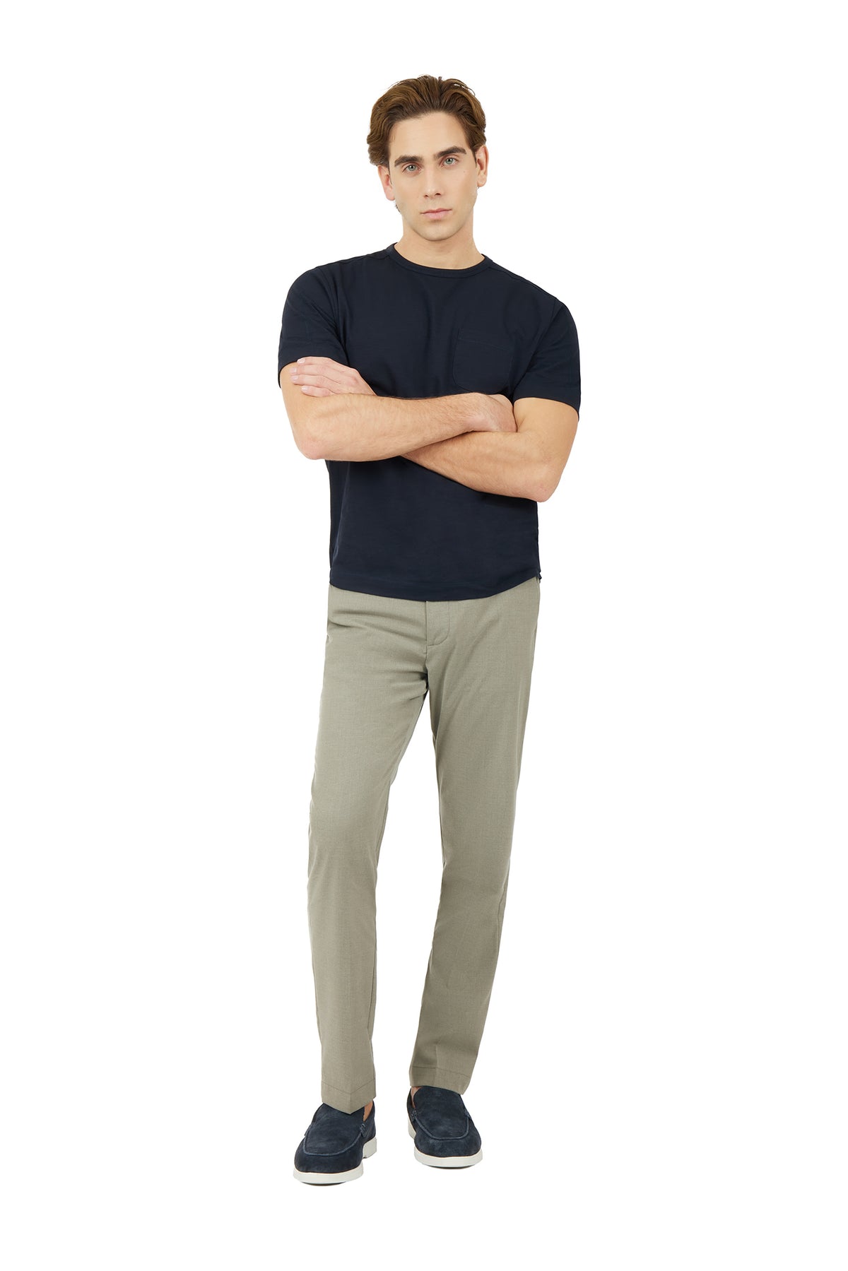 T-shirt fiammata con taschino|Colore:Blu/navy