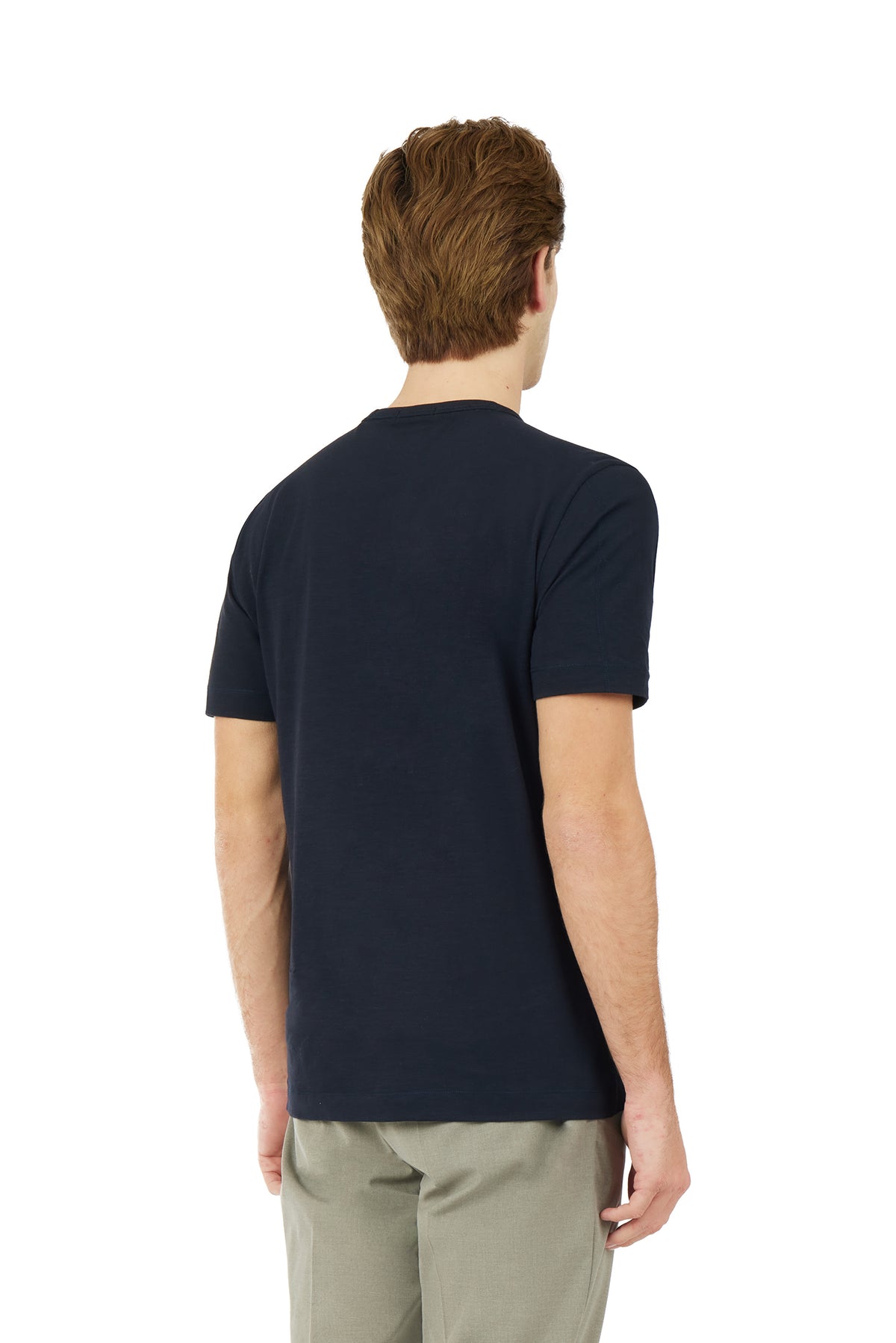 T-shirt fiammata con taschino|Colore:Blu/navy