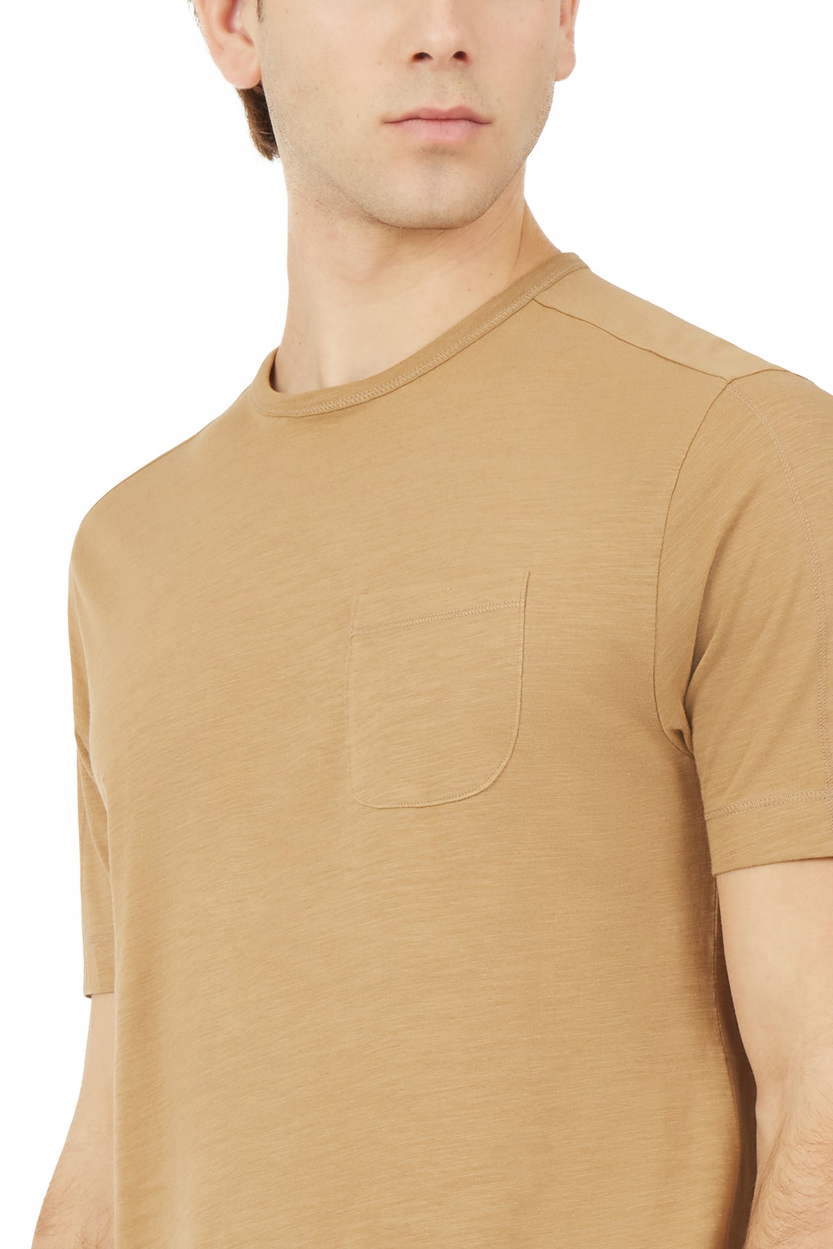 T-shirt fiammata con taschino|Colore:Cammello