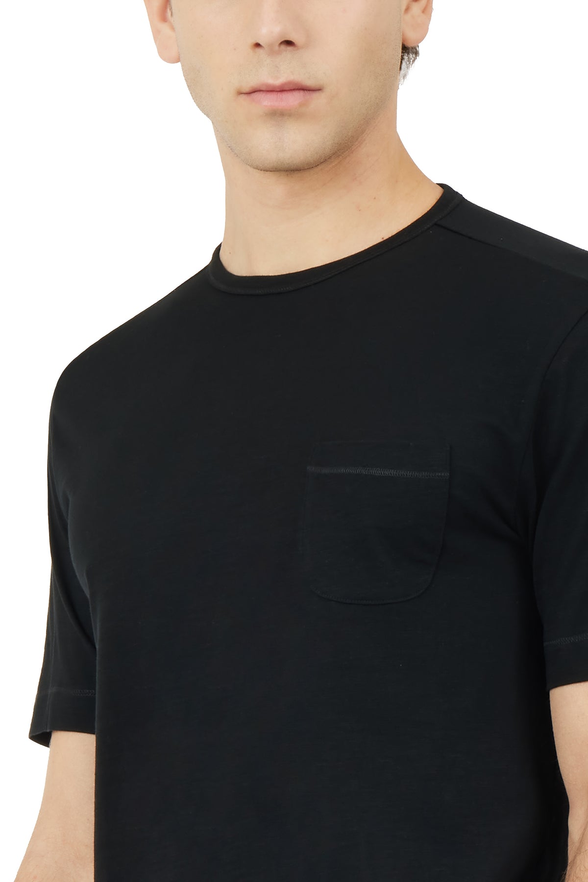 T-shirt fiammata con taschino|Colore:Nero