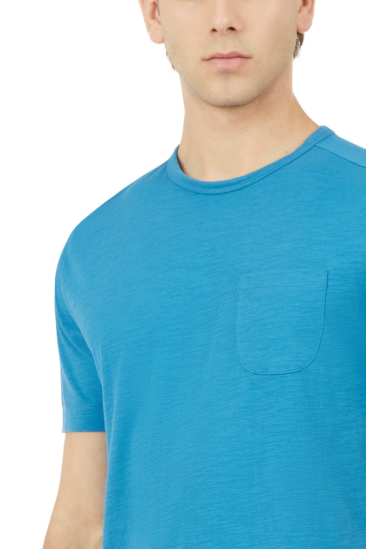 T-shirt fiammata con taschino|Colore:Oceano
