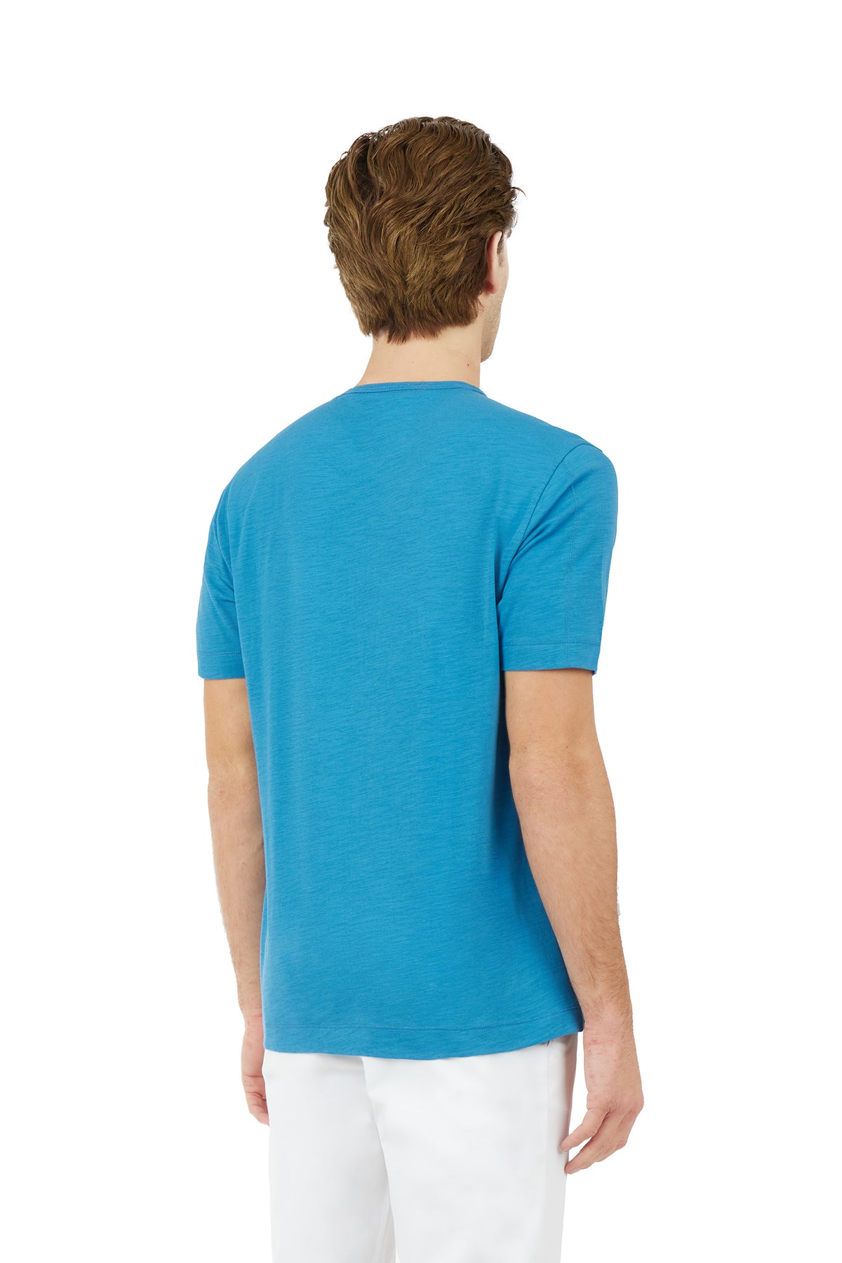 T-shirt fiammata con taschino|Colore:Oceano