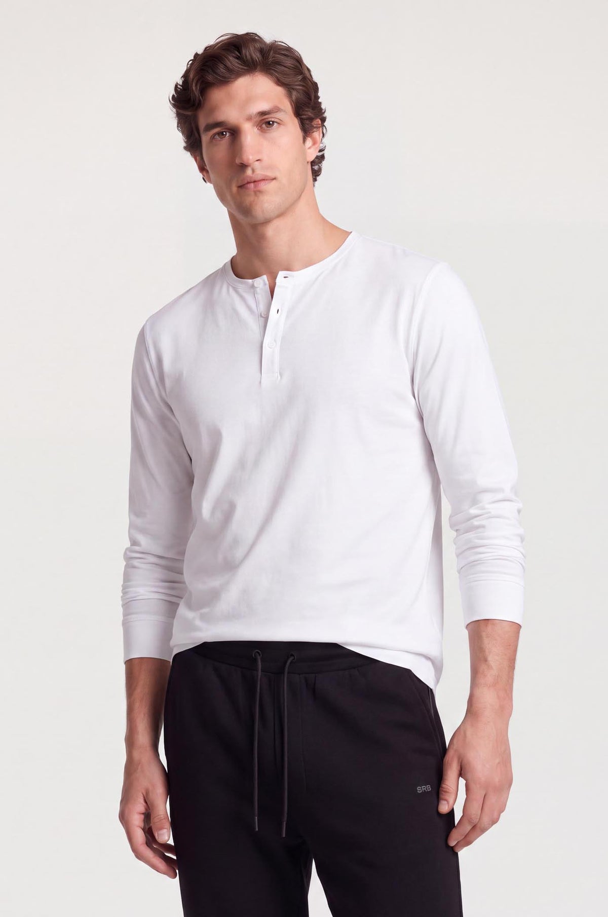 T-shirt serafino a manica lunga|Colore:Bianco