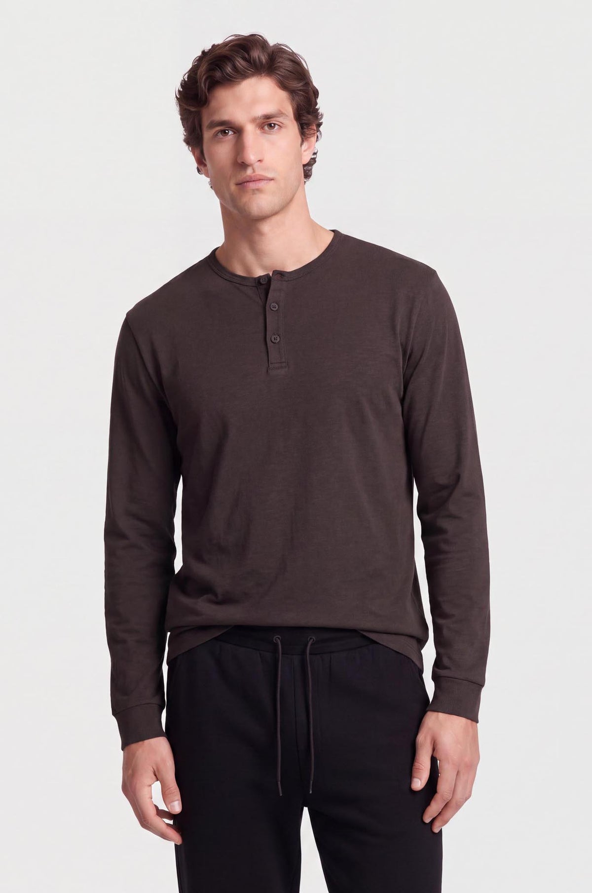 T-shirt serafino a manica lunga|Colore:Moro