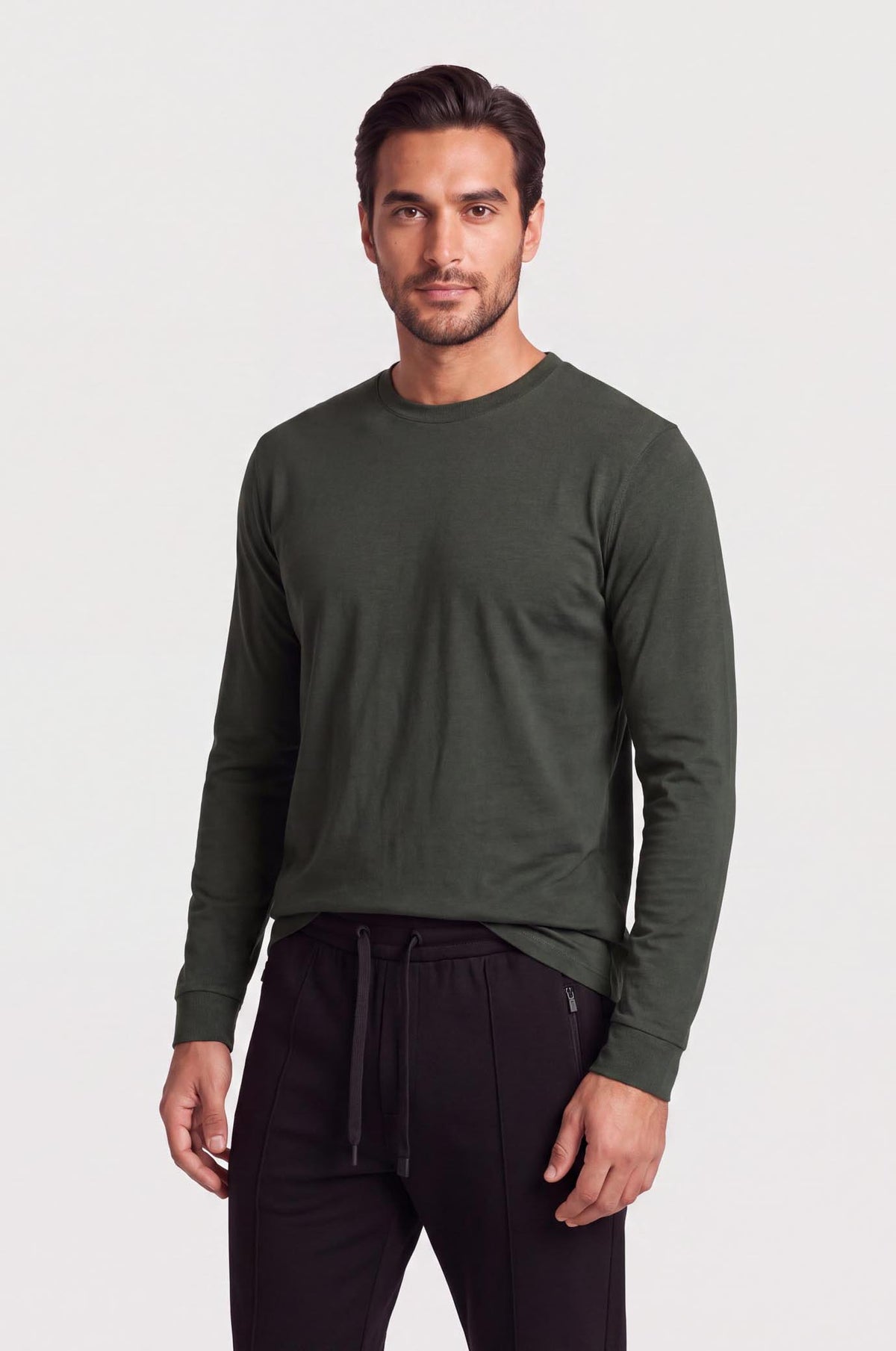 T-shirt a manica lunga|Colore:Verde militare