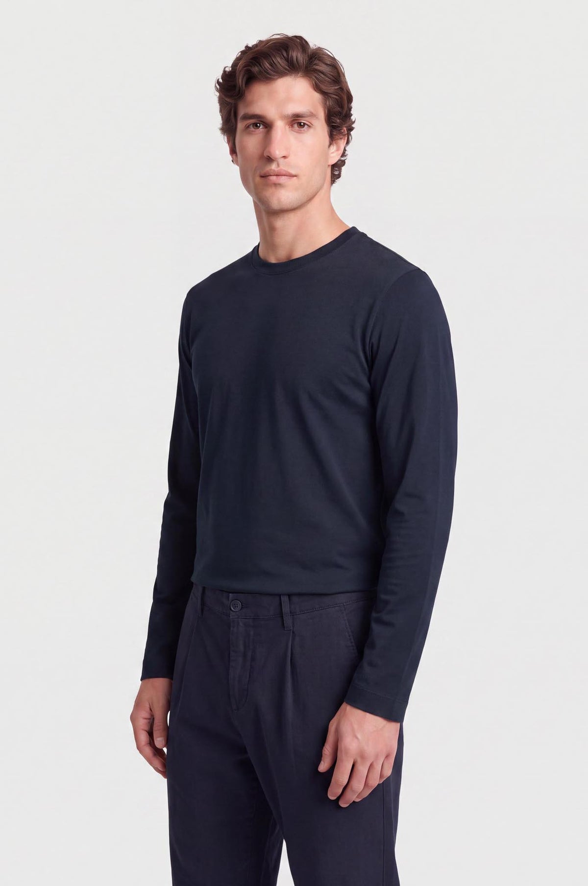 T-shirt manica lunga cotone mercerizzato|Colore:Blu/navy